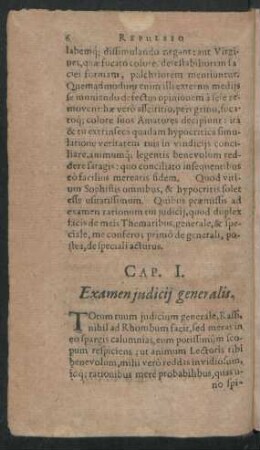 Cap. I. Examen iudicii generalis. [I.] - VIII.