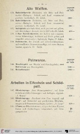 Arbeiten in Elfenbein und Schildplatt (Nr. 142-146)