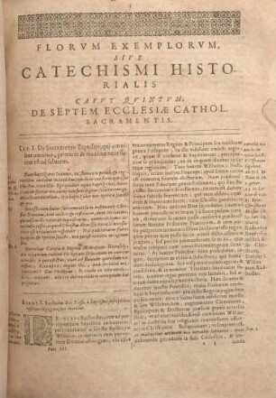 Florvm Exemplorvm, Sive Catechismi Historialis Capvt Qvintvm, De Septem Ecclesiae Cathol. Sacramentis.