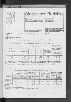 Die Hochbautätigkeit in Hamburg im Februar 1975 : Lfd. Nr. 11
