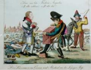 Karikatur auf die Niederlage Napoleons in der Völkerschlacht