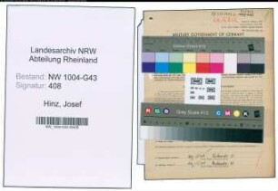 Entnazifizierung Josef Hinz , geb. 25.02.1906 (Tanzlehrer)