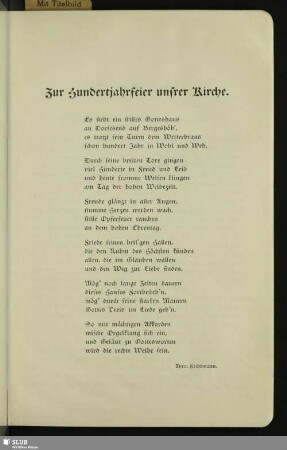 Zur Hundertjahrfeier unsrer Kirche