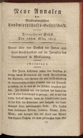 Dreyzehntes Stück. Den 28sten März 1815.