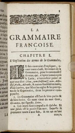 [De la premiere Partie.]