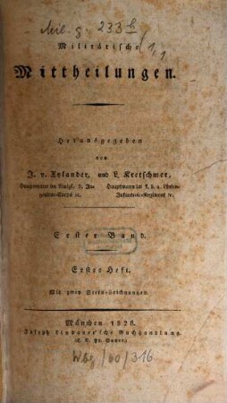 Militärische Mittheilungen. 1. 1828