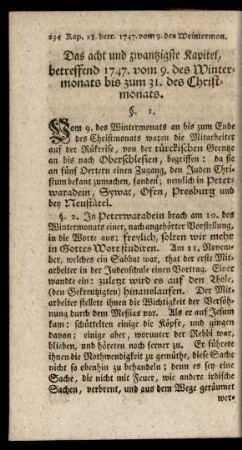 Das acht und zwantzigste Kapitel, betreffend 1747. vom 9. des Wintermonats bis zum 31. des Christmonats