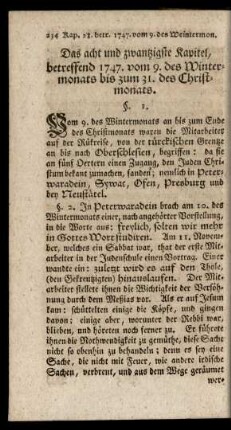 Das acht und zwantzigste Kapitel, betreffend 1747. vom 9. des Wintermonats bis zum 31. des Christmonats