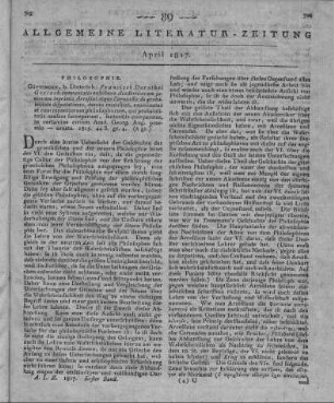 Gerlach, F. D.: Commentatio exhibens academicorum iuniorum inprimis Arcesilai atque Carneadis de probabilitate disputationes. Göttingen: Dieterich 1815