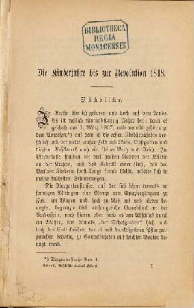 Die Geschichte meines Lebens : vom Kind bis zum Manne