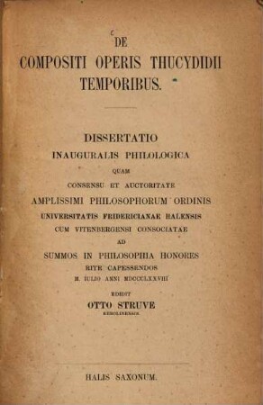 De compositi operis Thucydidii temporibus
