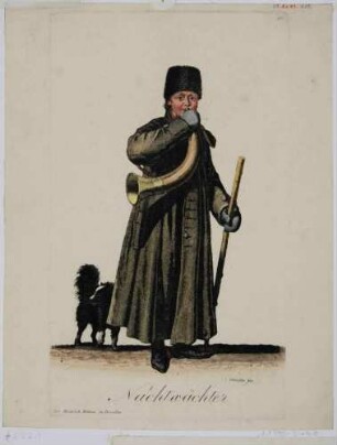 Ein Nachtwächter in Dresden in typischer Kleidung, Blatt 16 aus der Folge von Kostümen in Sachsen bei Rittner 1803-1808