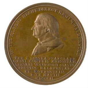 Medaille zum 50-jährigen Dienstjubiläum des Regierungspräsidenten Johann Julius Albrecht (Albert) Hecht (* 1731, † 1808)