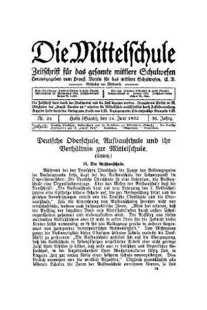 Deutsche Oberschule, Aufbauschule und ihr Verhältnis zur Mittelschule : (Schluß)