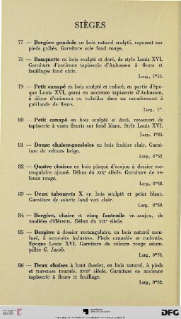 Sièges (Nr. 77-86)