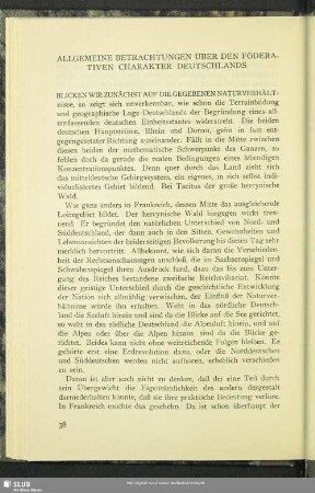 Allgemeine Betrachtungen Über Den Föderativen Charakter Deutschlands