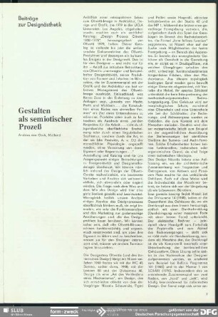 Gestalten als semiotischer Prozeß : Beiträge zur Designästhetik