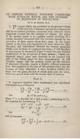 On certain physical problems connected with surfaces which are the inverses of ellipsoid of revolution.