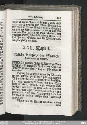 XXII. Capitel. Etliche Künste, den Saamen fruchtbarer zu machen.