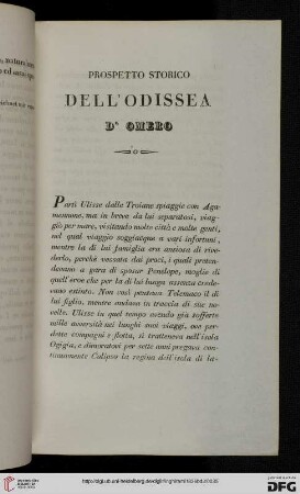 Prospetto storico dell'Odissea d'Omero