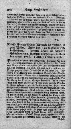Neueste Geographie zum Gebrauche der Jugend. T.1.2.