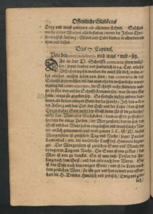 Das 17. Capittel. Von den contradictoriis und was a und ... sey.
