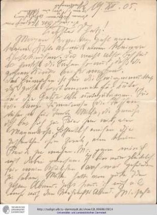 Brief vom 19.12.1905