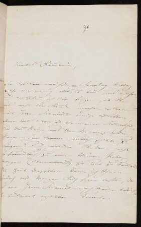 Brief von Clara Schumann an Constanze Dawison. Dresden, 01.10.1847. Blatt 1 recto aus: Dresden: SLUB Mscr.Dresd.h.36,98