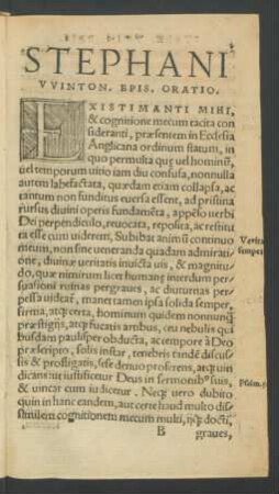 Stephani Winton. Epis. Oratio.