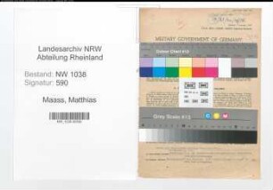Entnazifizierung Matthias Maass , geb. 07.07.1898 (Beamter)