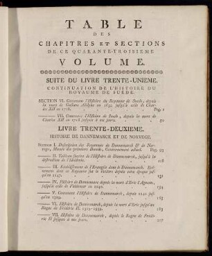 Table des Chapitres et Sections de ce Quarante-Troisieme Volume.