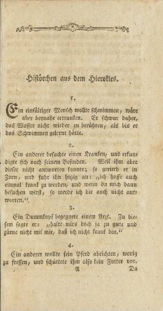 Histörchen aus dem Hierokles.