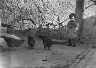 Mittelsachsen, Kinderportrait : Mittelsachsen. Kleines Kind Hühnern