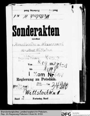 Kanalisation und Wasserwerk der Stadt Wittstock