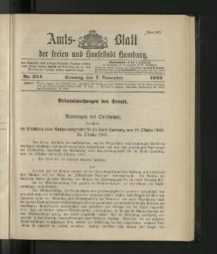 No. 234, 7. November 1920