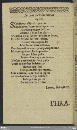 In commendationem Operis