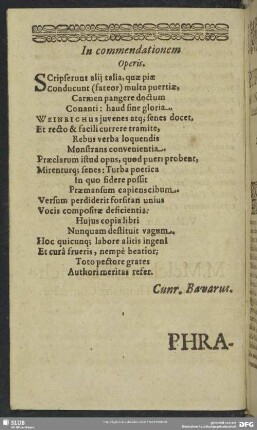 In commendationem Operis