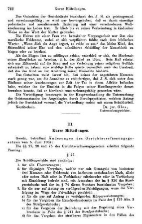 742-748, III. Kurze Mitteilungen