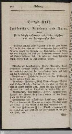 Verzeichniß der Landkutscher, Fuhrleute und Boten