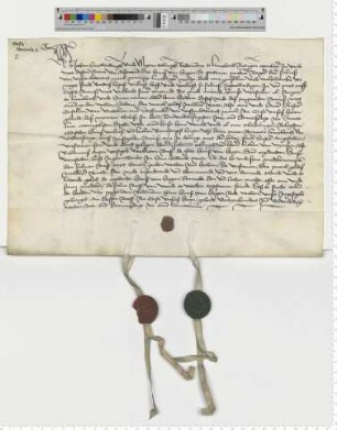 Hausrentebrief. "Uppe deme mere", besiegelt durch die Ratsmannen Joh. Snewerdinghe und Meyne Tobinghe.