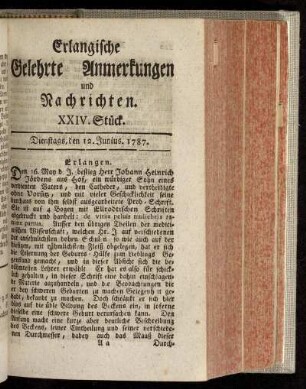 XXIV. Stück. Dienstags, den 12. Junius. 1787.