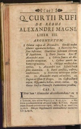 Q. Curtii Rufi De Rebus Alexandri Magni, Liber III.