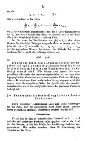 § 6. Exkurs über die Darstellung durch rationale Funktionen.