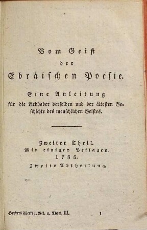Vom Geist der Ebräischen Poesie : eine Anleitung für die Liebhaber derselben und der ältesten Geschichte des menschlichen Geistes, 2,2