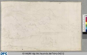 Skizze einer Berglandschaft mit See