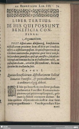 Liber Terius. De His Qui Possunt Beneficia Conferre