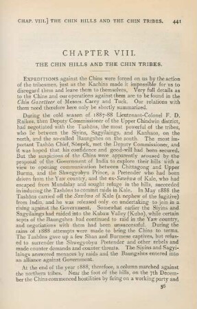 Chapter VIII. The Chin hills and the Chin tribes