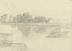 Landschaft mit Reetdachhäusern