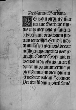 Gebetbuch Kaiser Maximilians I. — Heilige Barbara, Folio 7verso