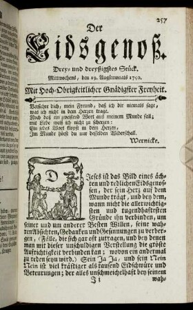 Drey- und dreyßigstes Stück. Mittwochens, den 19. Augstmonats 1750.